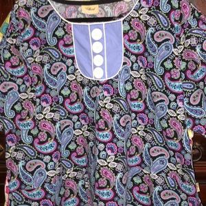 Tafford Sz 3x Paisley Scrub Top Blues, Pinks, Greens and Purples